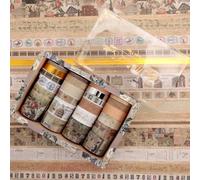 Fbrtsba Lot de 24 rouleaux de ruban adhésif Washi vintage médiéval pour scrapbooking, journal indésirable, bullet journal, bricolage et emballage cadeau