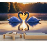 FBRUIEG Peinture murale cygne, papier peint symbole d'amour pour salon, chambre à coucher, arrière-plan TV, hôtel, bar, décoration - 390 x 260 cm