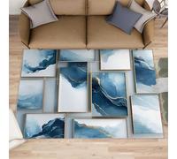 FBRUIEG Tapis à poils ras avec motif marbre, imprimé imitation marbre, décoration d'intérieur, pour chambre à coucher, bureau, cuisine, salle à manger, 120 x 170 cm