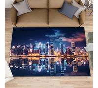 FBRUIEG Tapis d'architecture urbaine pour salon - Tapis d'architecture urbaine - Tapis New York pour chambre à coucher, tapis urbain, scène de nuit, tapis de sol pour décoration d'intérieur, 70 x 140