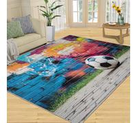 FBRUIEG Tapis de football pour salon, imitation carreaux muraux, tapis de football graffiti pour chambre à coucher, antidérapant et lavable, pour sols en bois dur - 120 x 170 cm