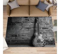 FBRUIEG Tapis de guitare pour chambre à coucher, tapis imitation carrelage mural, décoration d'intérieur, pour salon, antidérapant, lavable en machine, 60 x 110 cm