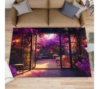 FBRUIEG Tapis de patio pour chambre à coucher, imitation cour, salon, antidérapant, lavable en machine, 60 x 110 cm