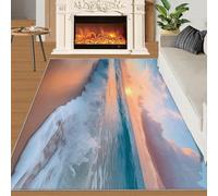 FBRUIEG Tapis de plage - Tapis de paysage naturel pour chambre à coucher - Tapis imprimé station de plage, tapis d'intérieur antidérapant pour salon, bureau, cuisine, salle à manger, tapis de sol