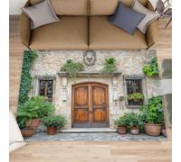 FBRUIEG Tapis de style européen, imitation paillasson pour chambre à coucher, extension visuelle, antidérapant, lavable, pour salon et ferme, intérieur à poils courts - 120 x 170 cm