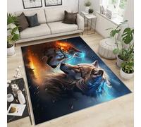 FBRUIEG Tapis décoratif motif loup pour salon, chambre à coucher de garçon, dortoir, lavable, motif loup de chasse, 60 x 110 cm