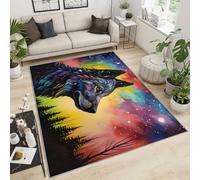 FBRUIEG Tapis décoratif motif loup, pour salon, chambre à coucher, motif loup de chasse, tapis lavable pour chambre de garçons, dortoir, 120 x 170 cm