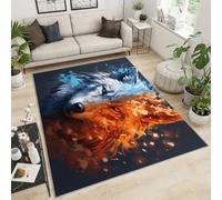 FBRUIEG Tapis décoratif motif loup, pour salon, chambre à coucher, motif loup de chasse, tapis pour chambre de garçons, dortoir, lavable, 180 x 240 cm