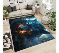 FBRUIEG Tapis décoratif motif loup, pour salon, chambre à coucher, motif loup de chasse, tapis pour chambre de garçons, dortoir, lavable, 180 x 240 cm