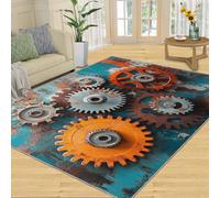 FBRUIEG Tapis d'engrenage pour salon, vieilles engrenages, style industriel, antidérapant, lavable, pour chambre à coucher, cuisine, salle à manger, décoration - 180 x 270 cm