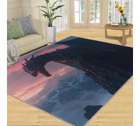 FBRUIEG Tapis Dragon pour chambre de garçon, motif dragon noir, tapis pour chambre à coucher, style western fantasy, tapis antidérapant à poils courts pour salle de jeux d'ordinateur, dortoir, 80 x