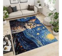 FBRUIEG Tapis européen à poils courts pour chambre à coucher - Motif ciel étoilé - Tapis décoratif pour salon et amoureux des animaux domestiques - 120 x 170 cm