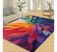 FBRUIEG Tapis géométrique coloré pour chambre à coucher, art abstrait, décoration d'intérieur, tapis style peinture à l'huile pour salon, tapis lavable pour chambre de garçons et filles, tapis
