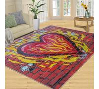 FBRUIEG Tapis graffiti pour chambre à coucher - Motif en forme de cœur - Imitation carreaux muraux - Décoration d'intérieur pour salon - Antidérapant - Lavable en machine - 120 x 170 cm
