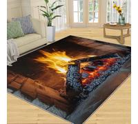 FBRUIEG Tapis imitation cheminée pour salon - Tapis rustique pour chambre à coucher - Antidérapant et lavable - Pour sols en bois dur - 120 x 170 cm