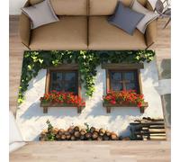 FBRUIEG Tapis imitation fenêtre pour chambre à coucher - Tapis rustique à poils courts pour salon - Lavable pour chambre de garçons et filles - 60 x 110 cm