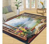 FBRUIEG Tapis imitation fenêtre, salon, chambre à coucher, lavable en machine, pour canapé, cuisine, salle à manger, décoration d'intérieur, 60 x 110 cm