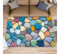 FBRUIEG Tapis imitation pierre pour chambre de garçon, tapis de style bord de mer et décoration d'intérieur, tapis antidérapant à poils courts pour salle de jeux d'ordinateur, dortoir, 60 x 110 cm