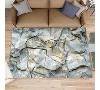 FBRUIEG Tapis imitation pierre pour salon - Tapis en pierre craquelée pour chambre à coucher - Antidérapant et lavable - Pour sols en bois dur - 60 x 110 cm