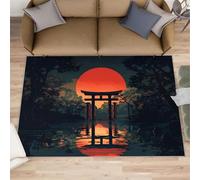 FBRUIEG Tapis japonais Torii de style traditionnel asiatique pour salon, chambre à coucher, bureau, cuisine, salle à manger - 80 x 150 cm