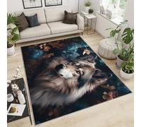 FBRUIEG Tapis loup pour enfants - Motif loup - Animaux violents et esthétiques pour chambre à coucher, salon, salle de jeux, dortoir, 160 x 230 cm