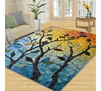 FBRUIEG Tapis motif d'arbre coloré pour chambre à coucher, décoration d'intérieur, carreaux d'imitation, tapis pour salon, chambre de garçons et filles, antidérapant, 120 x 170 cm