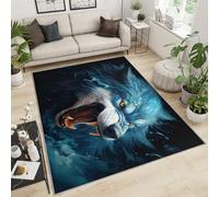 FBRUIEG Tapis pour chambre de garçon - Tapis imprimé loup pour salle de jeux - Tapis antidérapant lavable avec motif loup - 160 x 230 cm