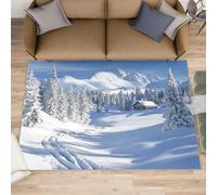 FBRUIEG Tapis scène de neige pour chambre à coucher, décoration d'intérieur forestière, cèdre pour salon, chambre de garçons et filles, antidérapant, 100 x 150 cm