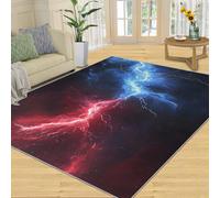 FBRUIEG Tapis Thunder, motif foudre, pour chambre à coucher, tapis de tonnerre frais, antidérapant, lavable, pour salon et ferme, intérieur à poils ras - 80 x 150 cm