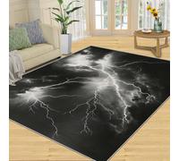 FBRUIEG Thunder Tapis Lightning pour chambre à coucher - Motif phénomènes naturels - Antidérapant - Lavable - pour intérieur - 100 x 150 cm