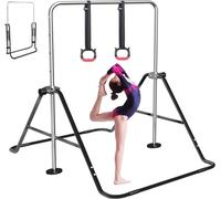 FBSPORT Barre de Gymnastique Enfant Pliable avec Hauteur Réglable Et Anneaux, Barre de Gym Intérieur Exterieur pour Junior Enfants à Domicile Noir