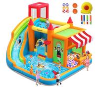 FBSPORT château Gonflable Enfant avec souffleur Aire de Jeux Gonflable Adulte Grand château Gonflable Piscine Meilleur Cadeau de Vacances/d'anniversaire pour Les Enfants 424 ×388 ×238 CM