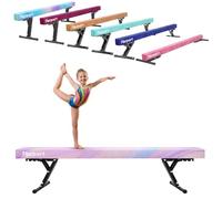 FBSPORT Poutre Gymnastique Haute réglable 244cm,5 Hauteur réglable Gymnastique Poutre Pliable Poutre de Plancher Haute stabilité Enfants Gymnase Pratique équipement d'entraînement