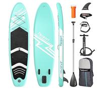 FBSPORT Stand Up Paddle Board Gonflable, 15 CM d’Épaisseur Sup Board, Plaque de Sup Gonflable pour Stand Up Paddle, kit de Planche de Surf avec Sup Paddle Réglable en Aluminium +Pompe(Green)
