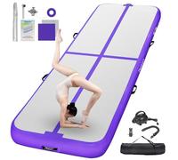 FBSPORT Tapis D'Entraînement 10cm Hauteur Tapis de Gymnastique Gonflable Air Tumbling Track 5M Tapis de Gym Gonflable Tumbling Tapis Gymnastique Air Floor Mat pour Gymnaste Tumbling Yoga avec Pompe
