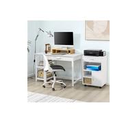 SoBuy Meuble Imprimante à roulettes Support Imprimante avec Tiroir et Porte Meuble Bureau avec Compartiments de Rangement Caisson Bureau Blanc 50x40x75cm FBT106-W