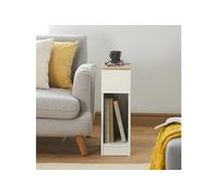 SoBuy Table de Chevet Étroite Lot de 2 Table d'Appoint Fine avec Tiroir et Étagère Table de Nuit Bout de Canapé Chevet de Lit Rangement pour Salon Blanc L 20 x P 35 x H 60 cm FBT111-WNx2