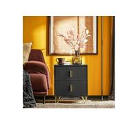 SoBuy FBT115-SCH Table de Chevet avec 2 Tiroirs Table de Nuit Bout de Canapé Table d'appoint pour Salon, Chambre, Bureau, Noir, L40xH47xP40 cm Noir