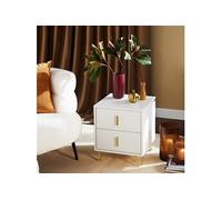 SoBuy Table de chevet FBT115-W – moderne, 2 tiroirs et rangement – Blanc 40x40x47 cm