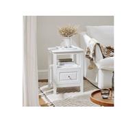 SoBuy Table de chevet FBT131-W, table d'appoint et bout de canapé, 1 tiroir, blanc