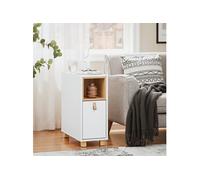 FBT161-WN Bout de Canapé, Table d'Appoint, Table Basse Multifonctionnelle, Table de Chevet avec Dessus Rabattable et Tiroir, pour Salon, Chambre et