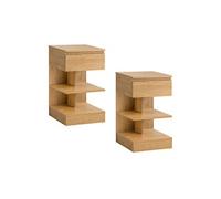 FBT49-Nx2, Set of 2 Bedroom Bedside Table - Table de chevet avec 1 tiroir et 2 étagères, Table d'appoint salon - Commode moderne L39 x P39 x H65 cm