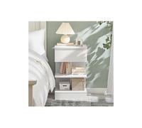 SoBuy FBT49-W Table d’appoint avec 2 étagères Blanc G