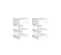 FBT49-Wx2, Set of 2 Bedroom Bedside Table - Table de chevet avec 1 tiroir et 2 étagères, Table d'appoint salon - Commode moderne L39 x P39 x H65 cm