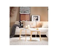 SoBuy Lot de 2 Tables gigognes - Tables Basses Rondes pour Salon, Grande 50 cm et Petite 40 cm, Blanc, FBT75-W