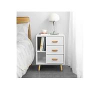 SoBuy FBT95-W Table d’Appoint Bout de Canapé Table de Chevet Table de Nuit avec 3 tiroirs Bois G