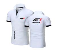 FBWZSAG Polos Respirants pour Hommes F.1 T-Shirts Confortables Boutons Manches Courtes D'entraînement Doux Tennis Mi-Longues Col Uni-BaiS||x_s