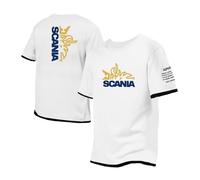 FBWZSAG T-Shirt De Couleurs Contrastées pour Hommes Vêtements pour Scania Sportstyle Polos Respirants À Manches Courtes Col Rond Doux Demi-Manches Survêtement-White||XL