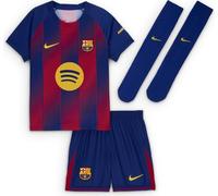 FC Barcelona 2025/26 Stadium Home Réplique Nike Maillot de football 3 pièces pour jeunes enfants, Bleu roi profond/rouge noble/or Midwest HJ5619-456, taille XS