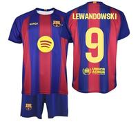 FC Barcelona Kit enfant 9 Lewandski 1ère équipe 25/26 Réplique officielle - Ensemble enfant avec t-shirt et pantalon, Rouge/bleu, 8 ans